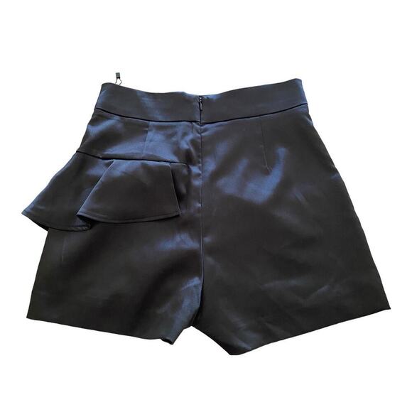 Zara Women Black Satin Ruffled Mini Short Dark Academia Style XS - Picture 2 of 5